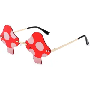 Rimless Mushroom Shape Sunglasses for Women Men Party Halloween Christmas Cosplay Glasses Prom Accessories