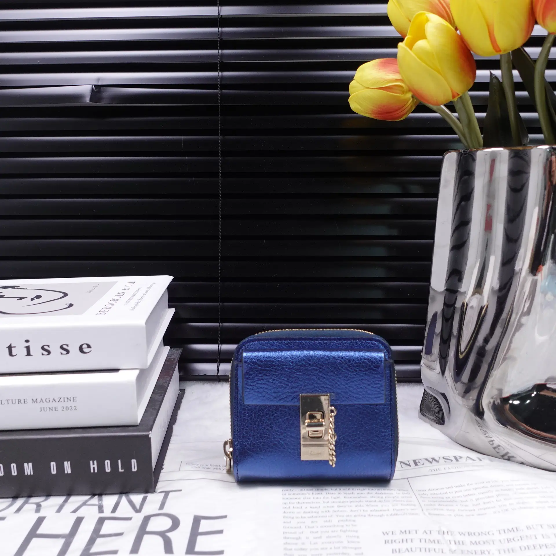 Pre-owned Chloé calfskin Small leather goods Chloe Blue Wallet T10325114
