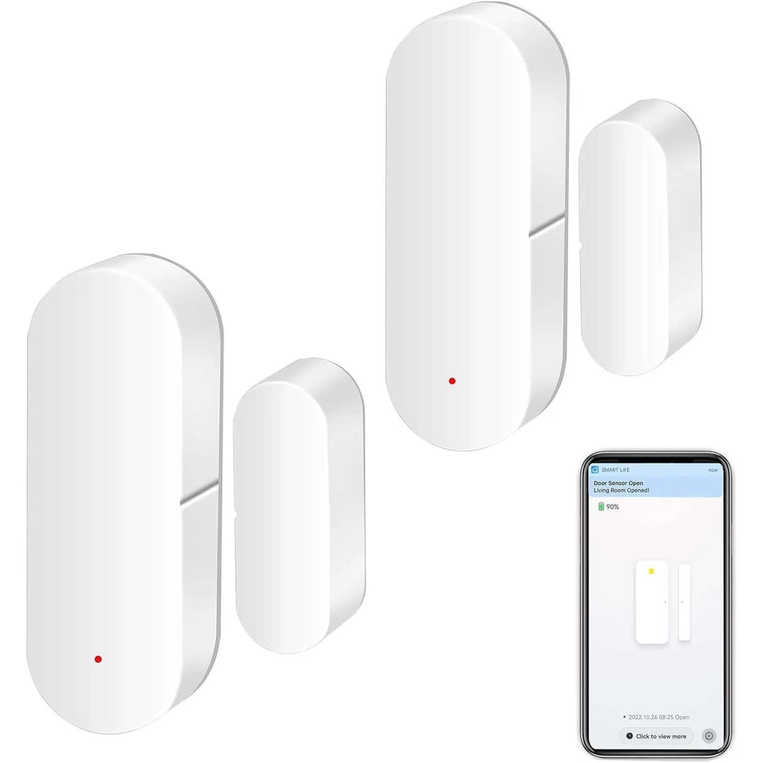 WiFi Door Sensor: Smart Door Open/Closed Detectors, Wireless Window Sensor with App Notification Alert, Contact Sensor for Home Security, Compatible with Alexa  Assistant (2pack)