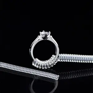 6pcs Transparent Spring Ring Size Adjuster, Clear Ring Adjuster, Ring Holder Strap, Ring Adjusting Rope, Jewelry Accessories