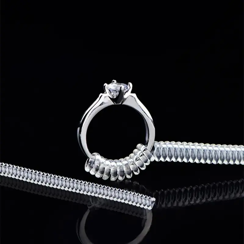 6pcs Transparent Spring Ring Size Adjuster, Clear Ring Adjuster, Ring Holder Strap, Ring Adjusting Rope, Jewelry Accessories