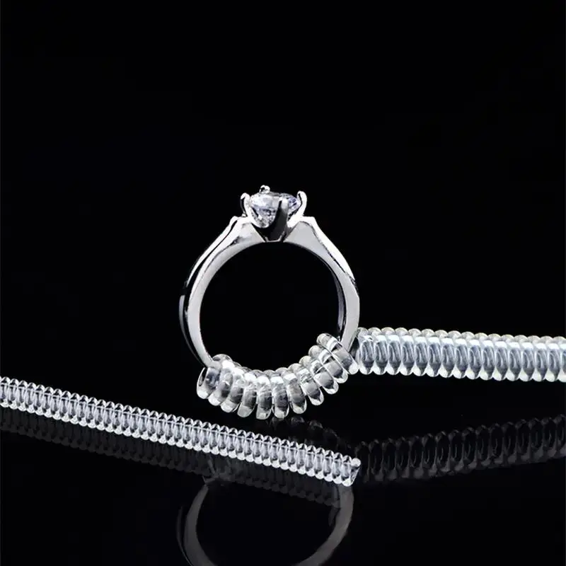 6pcs Transparent Spring Ring Size Adjuster, Clear Ring Adjuster, Ring Holder Strap, Ring Adjusting Rope, Jewelry Accessories, Jewellery