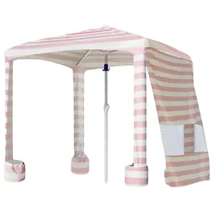 AMMSUN 6.5'×6.5' Beach Cabana, Sand Pockets Privacy Sunwall, Easy Set up and Take Down Family Tent Instant Sun Shelter with outdoor canopy beach tent