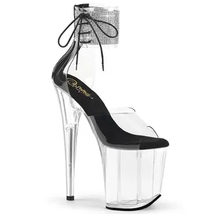 8 Inch Heel FLAMINGO-824RS Clear Black Clear Platform High Heels