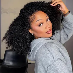 Sway Hair 250% Density Kinky Curly 13x4 Front Lace Wigs Afro Curly Short Bob Wig Invisible Hairline Comfortable Fit Vacation Hair Wig Outdoorfun dealsforyoudays