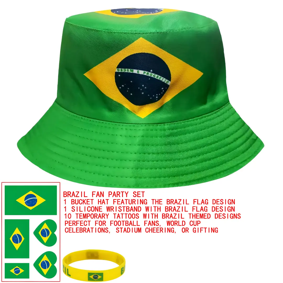 Brazil Fan Bucket Hat Set