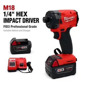 Milwaukee M18 FID3 Cordless Impact Drill Driver, 1/2 in Drive, 3000RPM Professional Power Tool for Auto Repair & Spring Locks, Hardware Multi-Kit for Gifting