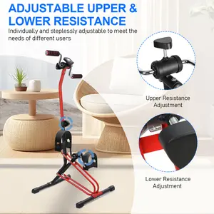 Pedal Exerciser Bike Hand Arm Leg and Knee Peddler Adjustable Fitness Equipment for Seniors, Elderly Home Pedal Exercise Bike for Total Body, with Gift Box