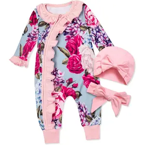Z-CPB40   Preemie Newborn Baby Girl Romper 3-Piece Set