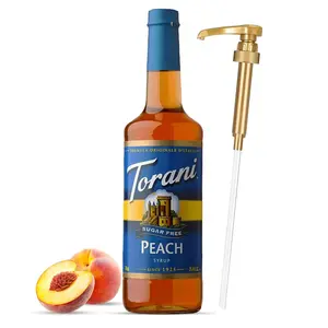 Torani Sugar-Free Peach Syrup for Coffee, Tea, Cocktails, Lemonade & More – 25.4 fl oz Zero Calorie Flavoring with Jimoco Pump – Keto-Friendly, Gluten-Free, Barista-Style Mixer