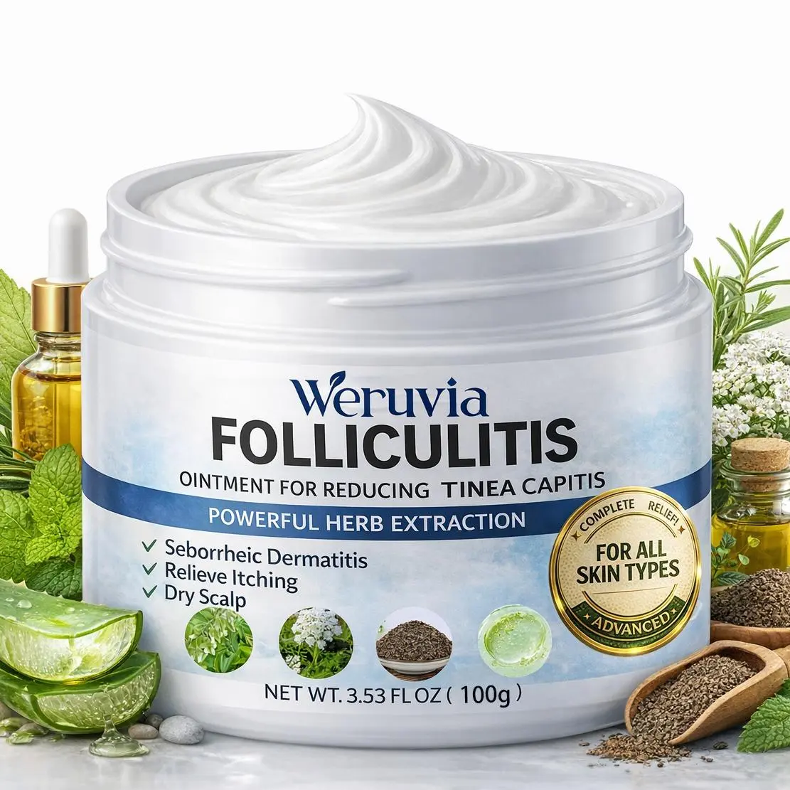 summervibes Folliculitis Treatment Cream, Ingrown Hair Treatment Cream, Soothing Scalp, Face and Body Cream - Moisturizing and Refreshing - The Ultimate Combination