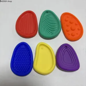6 Pack Rainbow Textured Silicone Sensory Pads - Multi-Pattern Tactile Fidget Discs, Fidgets for Autism Sensory Therapy & Toddler Fine Motor Training