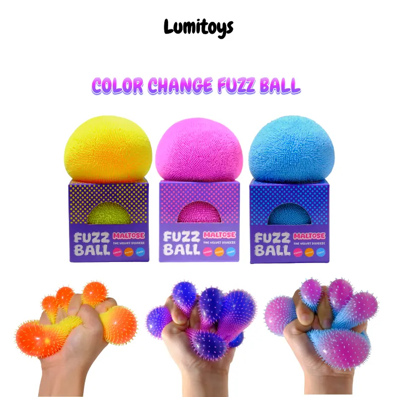Color Change Fuzz Ball Squishy Stressrelif Ball， Maltose Slow-Rising，Cute Collectible ， Soft Stress Relief & Sensory Fidget Desk Toy for Adults & Kids