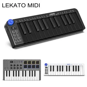 LEKATO SMK-25MINI Mini MIDI Keyboard, 25 Key MIDI Controller Bluetooth MIDI Keyboard with Velocity-Sensitive Mini Keys, 360 Knob and Music Production, Small MIDI Keyboard, Rechargeable