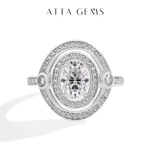 1.5CT D VVS1 Oval Shape Synthetic Moissanite Ring for Women Birthday Gift Engagement  Fine Jewelry R193