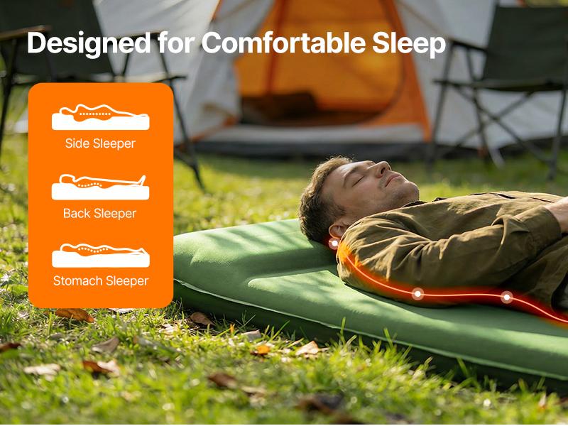 OGERY Self Inflating Sleeping Pad with Electric & Foot Pump, 3.15" Ultra-Thick Memory Foam Camping Pad, 4 Season Camping Mattress Pad with Built-in Pillow, Camping Essentials Gear for Tent Travel Car