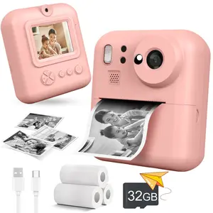 Children Instant Camera, Portable Camera, 1080P HD Recording, Includes Memory Card and Print Paper, Birthday Gift Photo Printer, Suitable for Boys Girls Ages 3-12