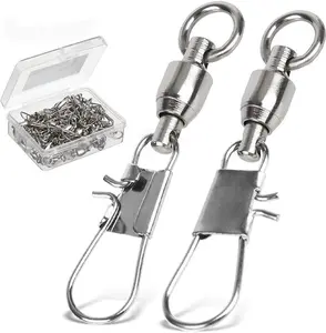 Fishing Swivels with Interlock Snap Ball Bearing Swivels Fishing Snap Swivels Saltwater Freshwater Fishing Tackle Leader Lure Jigs Line Fishing Connector