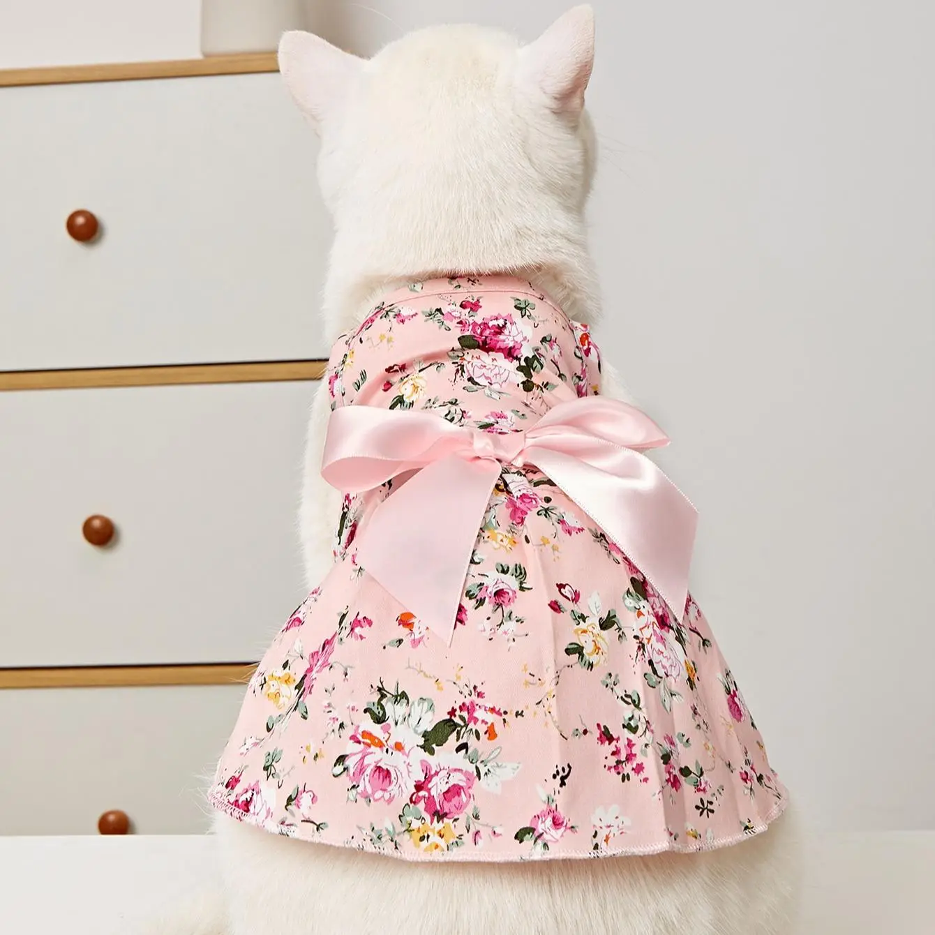 Pet Bowknot Floral Pattern Princess Dress, Cute Pet Outfit For Small Medium Dogs & Cats, Pet Supplies