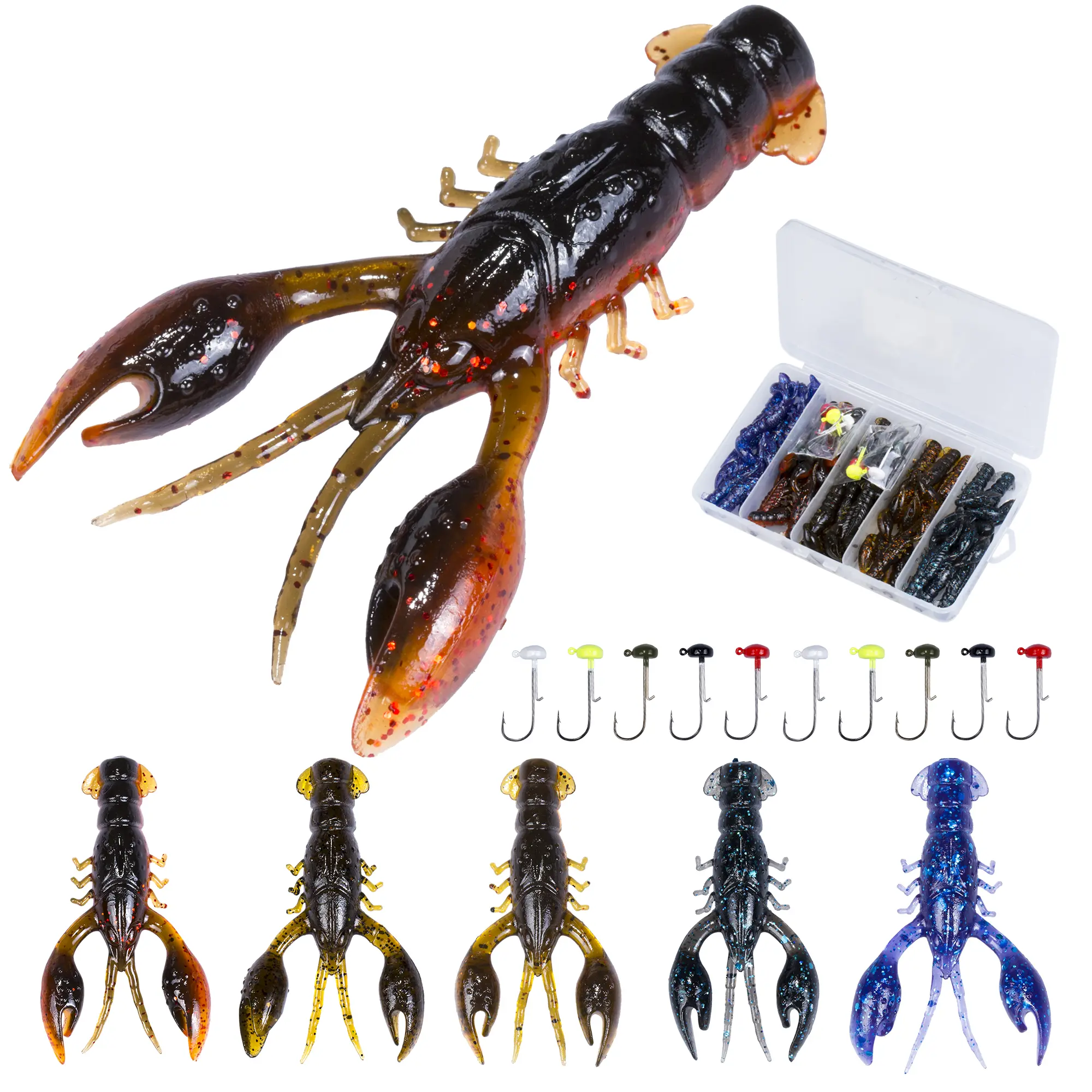 Bombrooster Finesse Ned Worms Lures, Ned Rig Baits Kit for Bass Fishing, TRD Soft Plastic Fishing Baits Artificial Fishing