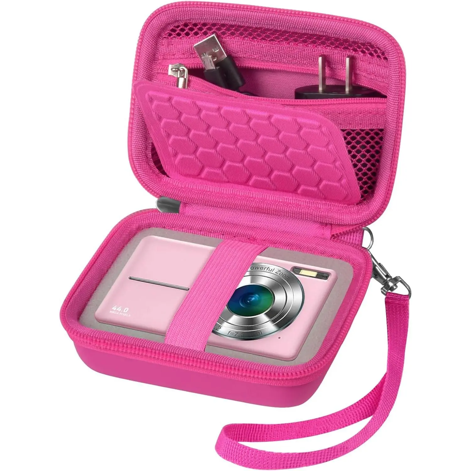 Carrying & Protective Case for Digital Camera, AbergBest 21 Mega Pixels 2.7" LCD Rechargeable HD/ Pixpro/ PowerShot ELPH 180/190 /  DSCW800 / DSCW831 Cameras for Travel - Rose Red