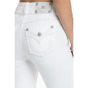 Adeline White Stitched Bootcut Jeans