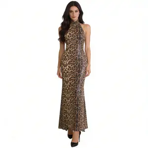 Viral Leopard Sequin Halter Dress | Backless & Snatched For Parties & Events