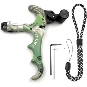 Camouflage 4-Finger Compound Bow Release Aid 360 °   Rotating Auto-Close Jaw Aluminum Head Adjustable Trigger Sensitivity Smooth Release for Hunting Archery Target Practice Outdoor Shooting Bow Accessories Must-Have Gear for Archers Improve Accuracy Consi