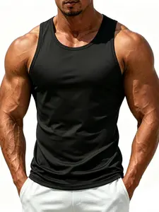 Men's Solid Slim Fit Muscle Tank Top, Basic Sleeveless Gym Workout Vest, Breathable Stretchy Athletic Undershirt, Multi Colors Casual Summer Tops for Training Daily Wear