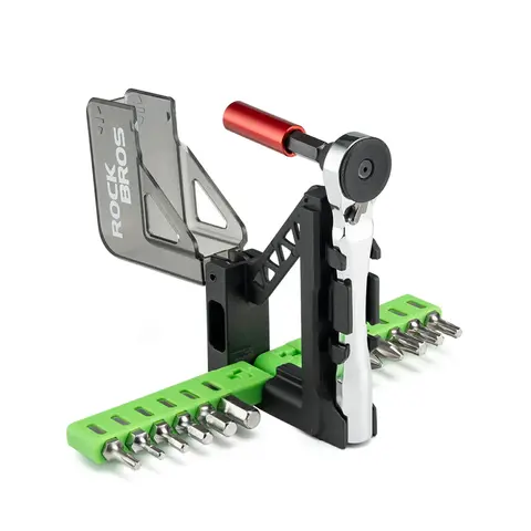 ROCKBROS Mini Ratchet Bicycle Repair Tool Kit Set - Compact Alloy Efficient Versatile Kit with 12 Screwdriver Bits, Magnetic Handle, Extension Rod, Wrench, Fast Bit Swaps, Toggle Switch for Direction Adjustment at Your Fingertips