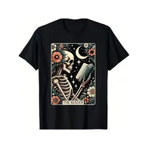 Fast Arrival The Reader Tarot Card Skeleton Reading Book Lover T-Shirt For Men And Women Christmas Halloween Thanksgiving Gift