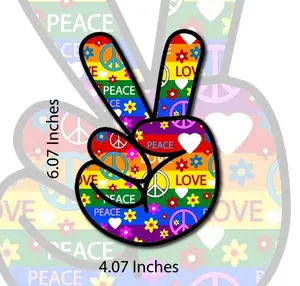 Peace and Love Sticker - 6" x 4" Waterproof Vinyl, Colorful Hippie Peace Sign for Free Spirit, Boho, and Festival Lovers