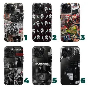 6 styles Ver3 Scream Ghostface Phone Case – Horror Movie Aesthetic, Scary Slasher Killer Art – Halloween phone case for 90s Horror Fans & Ghost Face Lovers fit iPhone 17 16 pro max, SS Galaxy S21-25 Ultra Plus