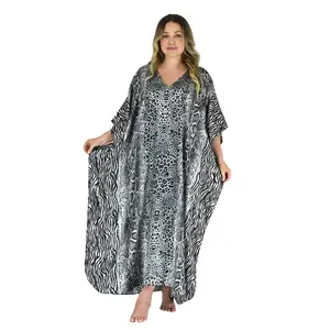 Up2date Fashion Women's Animal Print Caftan Kaftan Poly Satin Silky Fabric One Size Style Caf-03C2