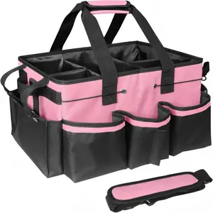 Outdoor Large Capacity Cleaning Supplies Storage Bag, Travel Essentials Carryall Bag, Foldable Multi-Pocket Waterproof Home & Car Care Organizer with Handle and Adjustable Dividers, Portable Organizer