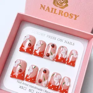 Handmade Press on Nails, Short Duck Crystal Rhinestone Decoration, Luxurious 3D Nail Art, Perfect for Weddings & Parties, Handmade Reusable Nails