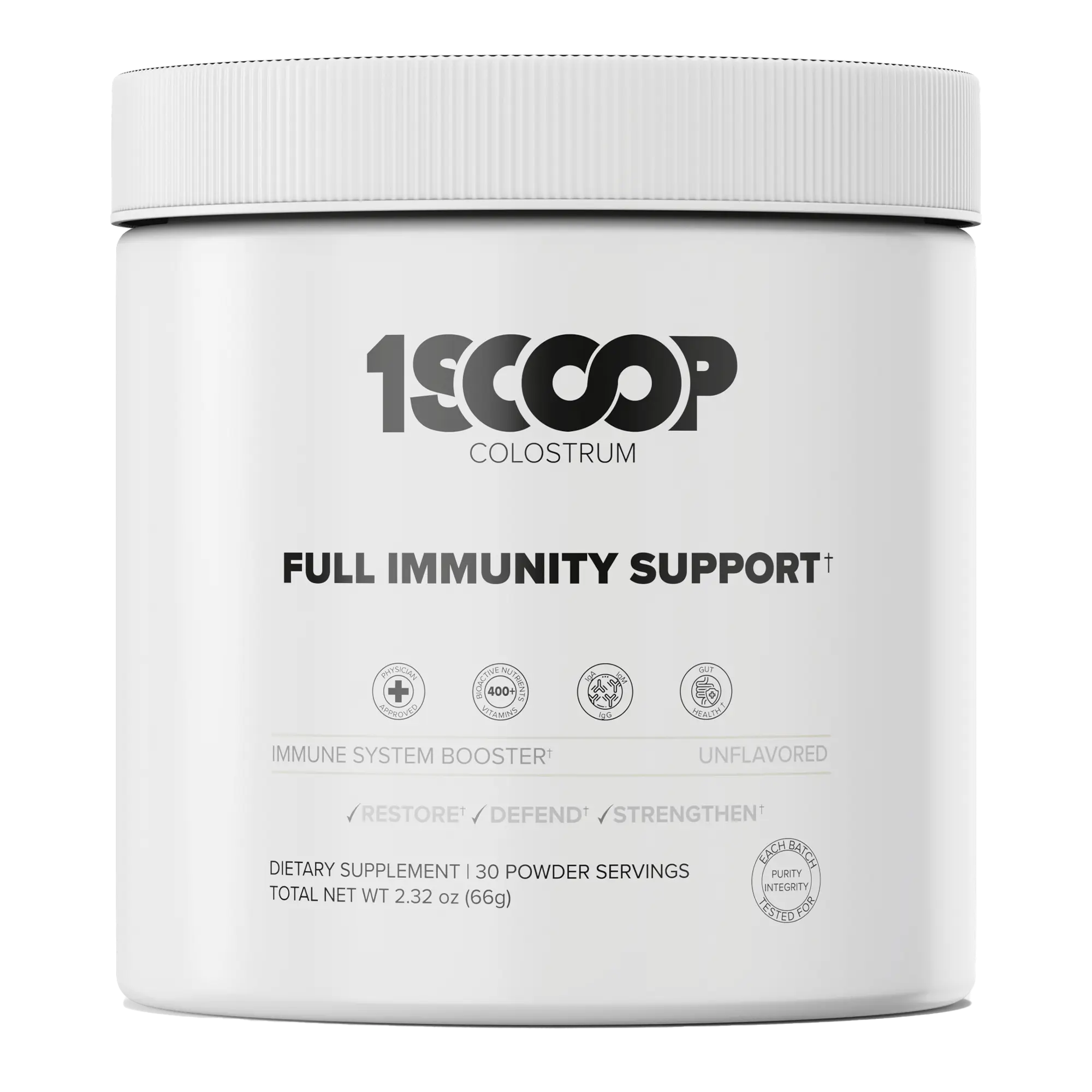 1SCOOP Full Immunity Colostrum - 400+ Bioactive Nutrients for Comprehensive Body Rejuvenation & Immune System Booster Powder Supplement