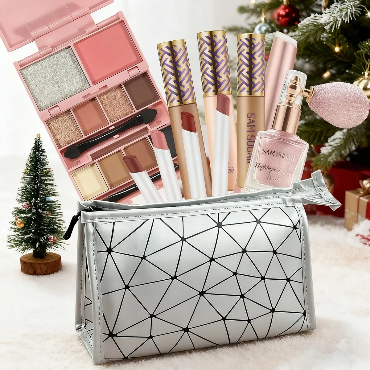 Multifunctional Makeup Kit Set with Fashionable Bag, Includes Concealer, Lip Gloss, Lipstick, Eyeshadow Palette, Blush, Perfect Gift for Women & Girls