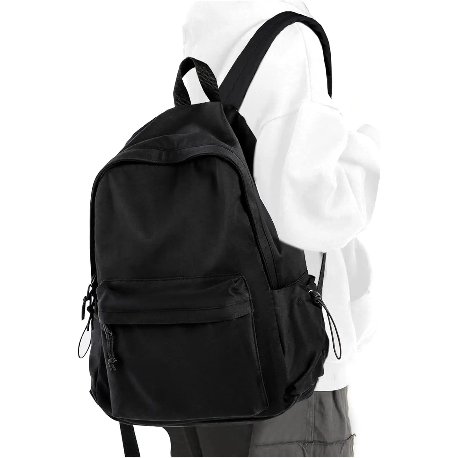 Black School Backpack for Girls Women Waterproof High School Book Bag Cute Backpack for Men Teens Boys, Lightweight Simple Middle School Back Pack DaypackGift.