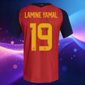 2026 Spain 19# Lamine Yamal Home Red and Away Beige Soccer Jersey 20# Pedri Long Sleeve and Short Sleeve Jersey