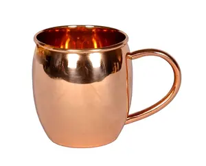 100% Pure Hammered Copper Mug - Barrel Shaped Copper Mug - 16 oz For Moscow Mules, Cocktails, Or Your Favorite Beverage - Keeps Drinks Colder, Longer