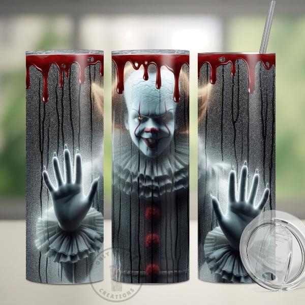 IT Pennywise Inspired Halloween 20oz Tumbler, Horror Movie Drinkware Bottle Cup