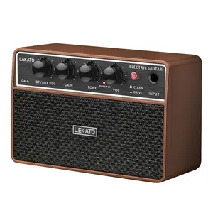 LEKATO Electric Guitar Amplifier GA-6 10W Mini Amp Portable with Clean/Overdrive Channel, Headphone Jack, Bluetooth, Rechargeable Amp for Home and Travel Practice
