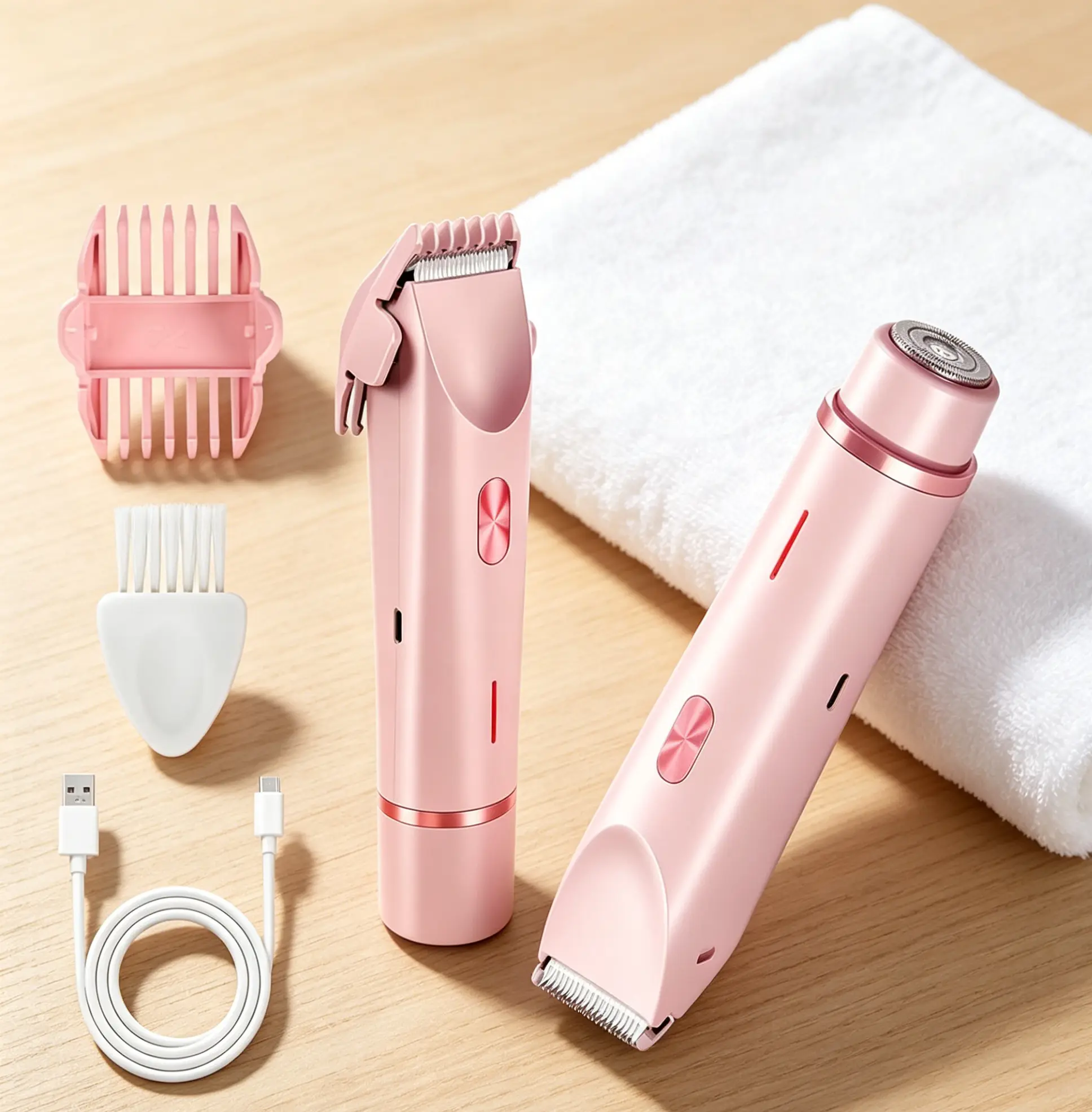 Women's Sensitive Smooth Rechargeable Dual Head Trimmer Bikini Shaver - Fast Charging Adult Hair Removal Tool, Dual-Use Body & Facial, IPX7 Waterproof Wet & Dry Electric, Wireless Portable Business Teacher Appreciation Gift