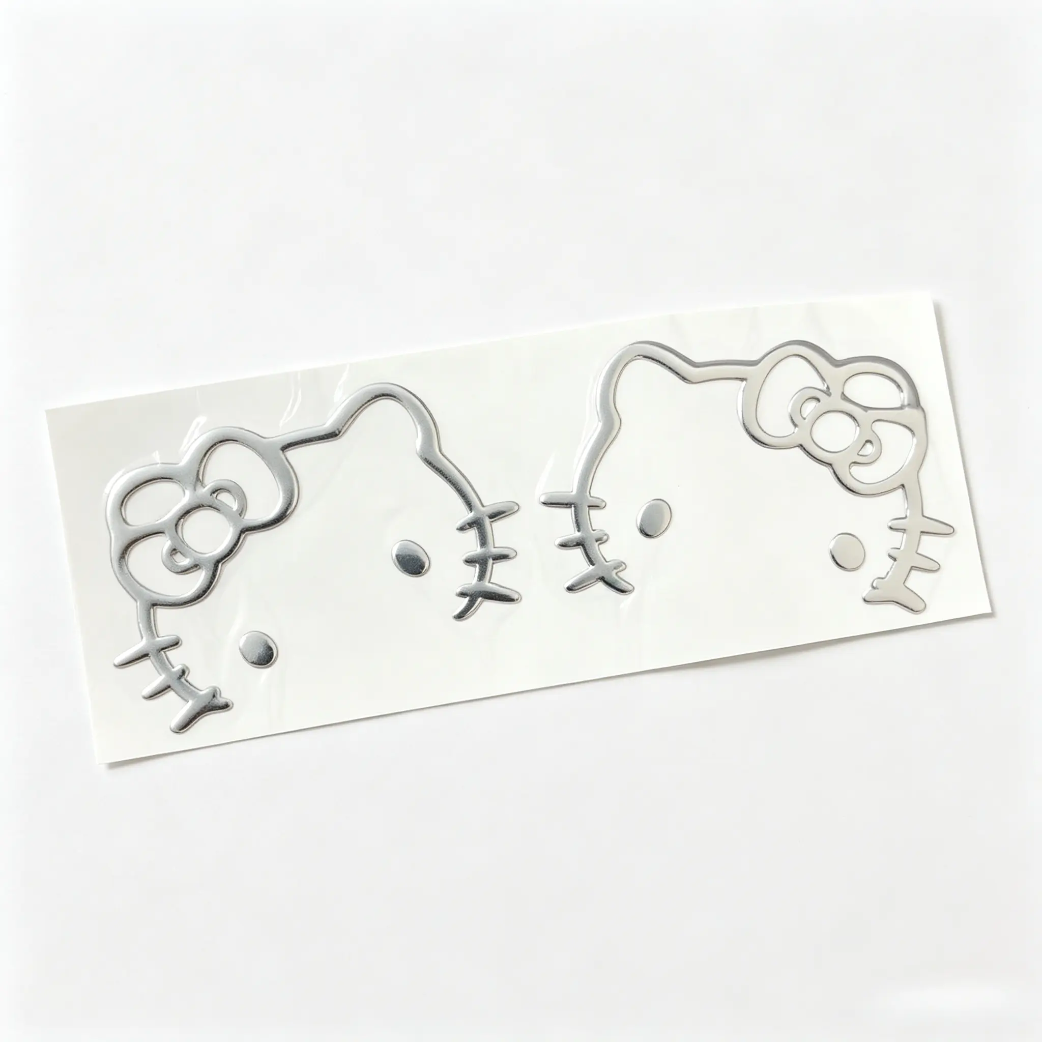 Sanrio Hello Kitty Silver Sticker Set Cartoon 3DPair Kawaii Raised 3D Decor Stickers for Phone, Case, Car &Daily Accessories