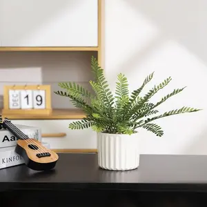 Boston Fern Indoor Artificial Plant in Pot, Weight 1.5lb, Natural Green Leaves, Ideal for Home Decor