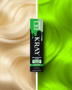 L3VEL3 KRAY Electric Green Semi Permanent Color with Aloe Vera Organic Argan Oil & Sunflower Seed Oil Nourishing  Formula