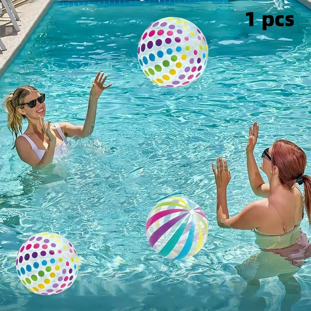 Swimming Pool Game 15.35 Inch Polka Dot Beach Ball, Transparent Multi Purpose Inflatable Ball for Swimming Pool Parties, Summer Outdoor Water Toy Decorations, Summer Fun