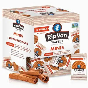 Rip Van Wafels Snickerdoodle Mini Stroopwafels – Low Carb, Low Sugar, Keto Friendly Snacks – Non-GMO, Healthy Office Snack & Breakfast Treat – 32 Pack