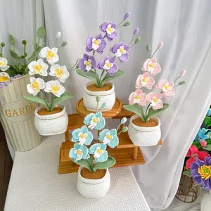 Finished Crochet Orchid, Handmade Crochet Phalaenopsis in Pot, Christmas Gift, Crochet Blue/White/Pink/Purple Orchid, Gift For Her,, Gift For Her, Home Decor, Decorative Fruit Plants